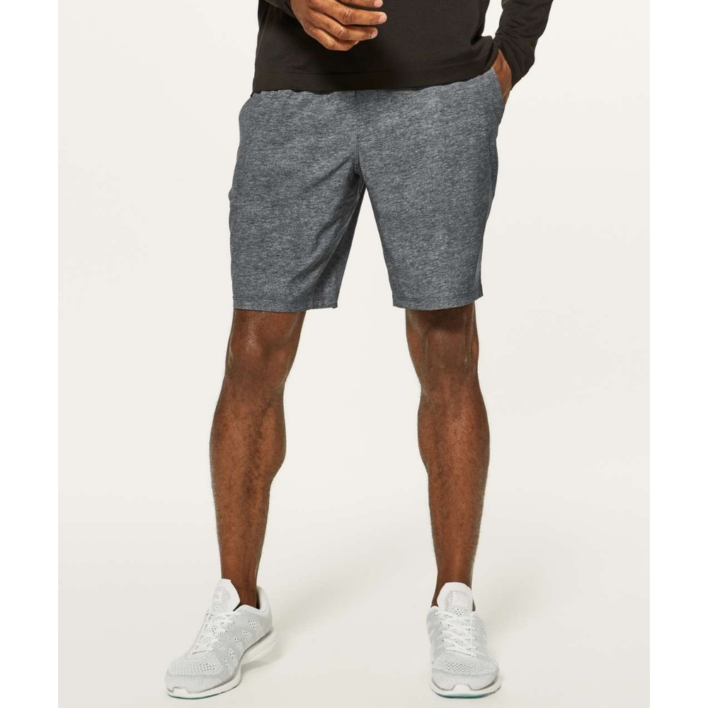 Lululemon Pace Breaker Short Linerless 9" Heathered Texture Printed Mercury Coal
